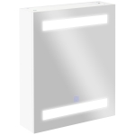 HOMCOM Armário Casa de Banho com Espelho e Luz LED 2 Prateleiras de Armazenamento e Interruptor Tátil 50x15x60cm Branco
