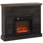 HOMCOM Lareira Elétrica 1800W Lareira Decorativa com Efeito de Chama Realista Temporizador para Ambientes de 30 m² 96,5x22x81,7 cm Marrom Acinzentado