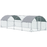 PawHut Galinheiro para Exterior para 16-24 Galinhas de Aço Galvanizado com Teto de Tecido Oxford 2,8x7,60x1,97 m Prata