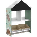 ZONEKIZ Estante para Brinquedos Organizador Infantil com Prateleiras Abertas e 2 Caixas de Tecido não Tecido Amovíveis 62,4x26,5x90 cm Verde