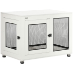 PawHut Gaiola para Cães de Madeira Mesa de Centro l com 2 Portas com Fechadura Almofada de Tecido Oxford 94x60x71,5cm Branco