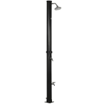 Outsunny Duche Solar de Jardim 20L Duche de Exterior com Cabeçal Redondo Torneira de Água Quente Máximo 60℃ 15,5x15,5x222 cm Preto