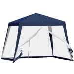 Outsunny Tenda de Jardim 3x3m Tenda com 4 Partes Laterais Rede Mosquiteira com Zíper Proteção UV para Patio Azul