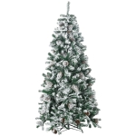 HOMCOM Árvore de Natal Artificial Altura 180 cm Árvore Nevada com 695 Ramos 57 Pinhas e Base de Aço Dobrável Ø104x180 cm Verde