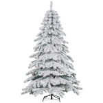 HOMCOM Árvore de Natal Ø116x180 cm Neve Artificial com 627 Pontas de PVC Base Dobrável e Suporte de Metal Decoração de Natal Verde e Branco