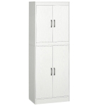 HOMCOM Armário de Cozinha Móvel Auxiliar de Cozinha com 4 Portas e 5 Prateleiras Estilo Moderno Anti-Tombo 60x36x168cm Branco