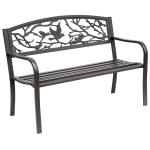 Outsunny Banco de Jardim de Aço Banco de Exterior com Apoio para os Braços e Encosto Decorativo 127x60x85 cm Marrom Escuro