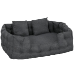 PawHut Cama para Cães Grandes Cama para Animais de Estimação com 2 Almofadas Cama para Cães com Base Antiderrapante 110x70x35 cm Cinza