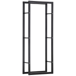 HOMCOM Suporte para Lenha de Metal Porta Lenha Metálico para Interior e Exterior Carga Máxima 100 kg 60x25x150 cm Preto