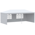 Outsunny Tenda para Festas com 4 Paredes Laterais 2 Janelas e Estrutura de Aço 585x295x255 cm Branco