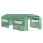 Outsunny Estufa tipo Túnel 6x3x2 m Estufa de Exterior com 4 Janelas de Malha Cobertura de PE Anti UV e 3 Portas Enroláveis Verde