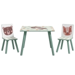 ZONEKIZ Conjunto de Mesa e Cadeiras para Crianças de 3 Peças Mesa Infantil com 2 Cadeiras Conjunto de Móveis para Atividades Verde