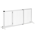 PawHut Barreira de Segurança Extensível 3 Peças com Estrutura de Madeira e Suporte de Pé 113-166x36x71cm Branco
