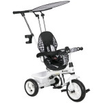 HOMCOM Triciclo para Bebês 2 em 1 Triciclo Evolutivo para Crianças de +12 Meses com Toldo Dobrável e Guiador Telescópico Branco