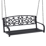 Outsunny Banco Baloiço de 2 Lugares com Apoio para os Braços Carga Máx. 240kg para Jardim Varanda Exterior 127x59,5x52cm Preto