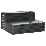 Outsunny Caixa de Plantio de 2 Níveis Floreira Exterior de Aço com Desenho de Escada para Cultivos 120x101x58 cm Cinza Escuro