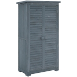 Outsunny Armário de Madeira 0,31 m² 87x46,5x160 cm Armário Exterior de Madeira com 2 Portas e 2 Prateleiras Interior Cinza