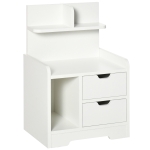 HOMCOM Mesa de Cabeceira Moderna com 2 Gavetas e 3 Compartimentos para Sala de Estar Quarto Carga 30 kg 40x30x60 cm Branco