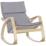 HOMCOM Poltrona Baloiço Poltrona Relax com Almofada Amovível Apoio para os Braços e Pés de Madeira de Bétula 67x97x84cm Cinza