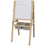 AIYAPLAY Cavalete para Crianças 3 em 1 com Quadro preto e Quadro Branco para Desenhos com Rolo de Papel 58x50,5x109 cm Madeira