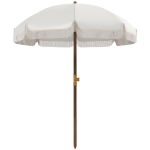 Outsunny Chapéu de Sol de Praia Ø190x210 cm com 8 Varas Abertura Manual Anti-UV Impermeável e Bolsa de Transporte para Jardim Creme