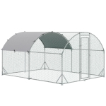 PawHut Galinheiro para Exterior para 6-12 Galinhas de Aço Galvanizado com Teto de Tecido Oxford 2,8x3,8x1,97m Prata