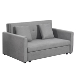 HOMCOM Sofá Cama de 2 Lugares Estofado em Algodão com 2 Almofadas Apoio para os Braços e Armazenamento Sofá Duplo Moderno para Sala de Estar Escritório 152x101x81cm Cinza