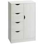 HOMCOM Armário de Sala de Estar Aparador Auxiliar com 4 Gavetas 1 Armário e Prateleira Inferior Móvel de Armazenamento 54x29x83cm Branco