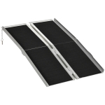HOMCOM Rampa para Cadeiras de Rodas Dobrável 122x73,5 cm Rampa Portátil de Alumínio Antiderrapante para Escadas e Declives Preto