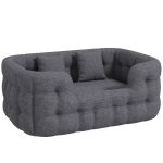 PawHut Cama para Cães Médios Cama para Animais de Estimação com 2 Almofadas Cama para Cães com Base Antiderrapante 90x60x35 cm Cinza