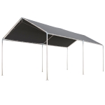 Outsunny Tenda de garagem 294x595x260 cm Impermeável com Toldo de Tecido PE e Estrutura de Aço Galvanizado Cinza