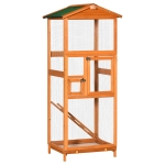 PawHut Gaiola para Pássaros Grande 68x63x165cm de Madeira de Abeto com 2 Portas Bandeja Amovível e Teto Asfáltico Madeira