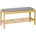 HOMCOM Banco Sapateira de Bambu com Assento Estofado para 3 Pares de Sapatos e Prateleira de 90x30x46 cm Madeira