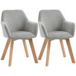 HOMCOM Conjunto de 2 Cadeiras de Sala de Jantar Modernas Estofadas em Veludo com Encosto Médio e Pés de Madeira de Borracha 54x57x80cm Cinza