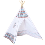 HOMCOM Tenda Tipi para Crianças acima de 3 Anos Tenda Tipi Infantil de Madeira Portátil com Janela para Interiores e Exteriores 120x120x155cm Branco