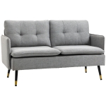 HOMCOM Sofá de 2 Lugares Moderno Estofado em Poliéster com 4 Almofadas Apoio para os Braços e Pés de Aço 139x68x80 cm Cinza