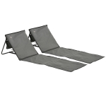Outsunny Conjunto de 2 Esteiras de Praia Dobrável Esteiras Acolchoadas com Encosto Reclinável 142x51x40 cm Cinza