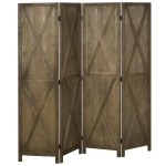 HOMCOM Biombo de 4 Painéis Separador de Ambientes Dobrável 182x170 cm Divisória para Espaços de Madeira Marrom Acinzentado