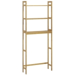 kleankin Estante sobre Sanita de Bambu com 3 Prateleiras Pés com Almofadas Antiderrapantes e Anti-Tombo 68x20x135 cm Madeira