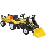 HOMCOM Trator a Pedais para Crianças acima de 3 Anos Trator Infantil com Reboque e Pá Escavadora 167x41x52 cm Amarelo e Preto