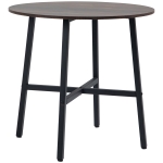 HOMCOM Mesa de Sala de Jantar Redonda para 4 Pessoas Mesa de Cozinha Moderna com Pés de Aço Ø80x76 cm Marrom e Preto