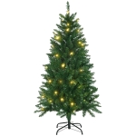HOMCOM Árvore de Natal Artificial Ignífugo com 502 Ramos 150 Luzes LED IPX2 8 Modos Folhas de PVC Base Dobrável e Suporte Metálico Verde