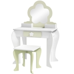 ZONEKIZ Toucador Crianças com Espelho e Banco Toucador de Maquilhagem para Crianças de 3-6 Anos 55x34x87,5 cm Branco e Verde Pastel