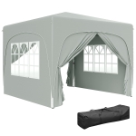 Outsunny Pavilion Pliabil cu Ferestre Laterale și Geantă de Transport, 300x300x273 cm, Gri Deschis