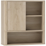 HOMCOM Armoire murale salle de bain avec étagères réglables, porte coulissante et étagères ouvertes, bois naturel