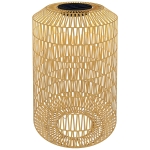 Outsunny Candeeiro Solar em Vime Sintético com Luzes LED Ligação e Desligação Automática Desenho Boémio Impermeável Ø30x55 cm Madeira