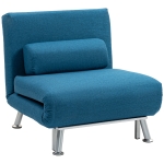HOMCOM Single Linen-Look Sleeper Chair - Blue