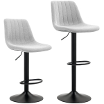 HOMCOM Set of Two Chenille-Feel Tub Bat Stools - Grey
