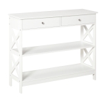HOMCOM Mesa consola tipo aparador para Corredor com 2 gavetas e 2 prateleiras inferiores Móveis modernos 100x30.5x80 cm Branco