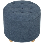 HOMCOM 40.5L Teddy Fleece Storage Ottoman - Blue